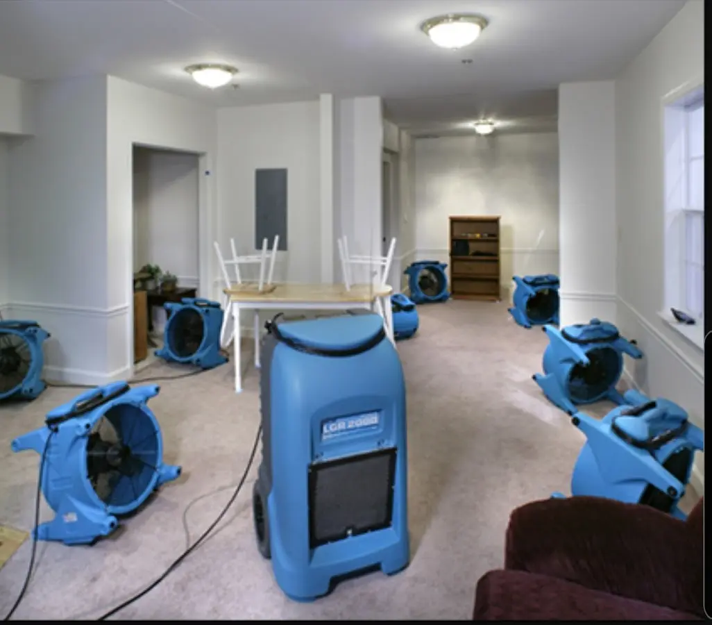 Air movers and dehumidifier setup for Water Extraction & Removal in Gardere